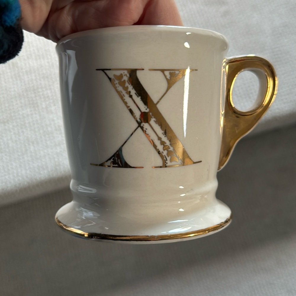Anthropologie Gold Monogram “X” mug